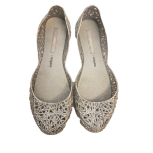 Melissa + Capana slip on  flats shoes. Silver sparkle  size 9
